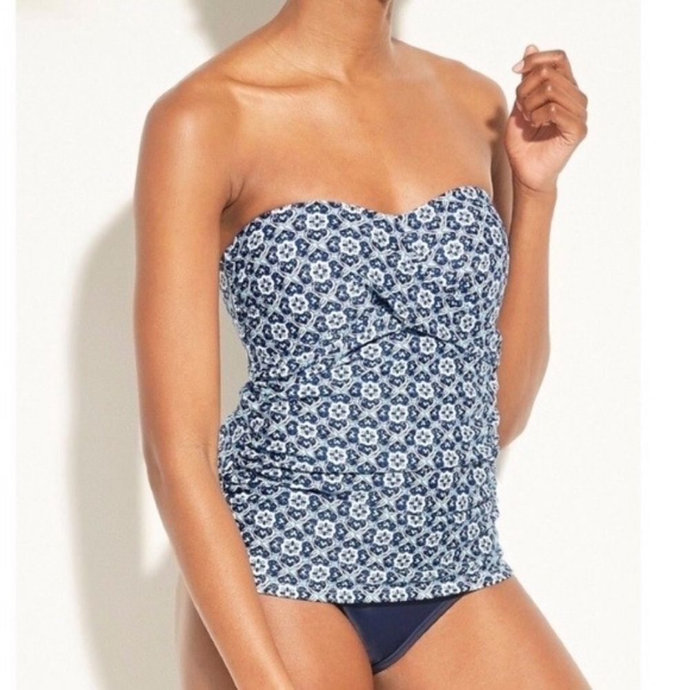Kona Sol Paisley Print Floral Blue Tankini Top XS